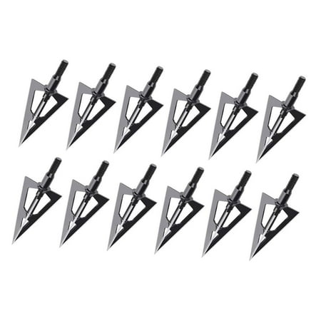 Hunting Broadheads Fixed Blade Broad Head 100 Grain Carbon Steel Tips for Crossbow and Compound Bow 12 Pack