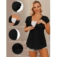 thumbnail image 2 of Ekouaer Maternity Shirts Short Sleeve Summer Pregnancy Tops V Neck Nursing T-Shirts 3 Packs Wine red+Lake Blue+Black, 2 of 6