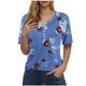 thumbnail image 1 of Blusas de Manga Corta para las Mujeres Impresas Cuello Redondo Casual Top, Blusa de Algodón de Imitación para el Hogar Y Diario, 1 of 5