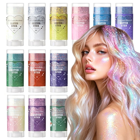 Glitter Body Paint Stick, Halloween Face and Body Paint Sticks, Holographic Metallic Glitter, Adult Festival Rave Stage Halloween Body Art Makeup, 0.56 Oz