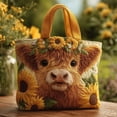 thumbnail image 3 of Clearance! Vintage Quilted Canvas Highland Cow Reusable Tote Gift Bag, Lightweight Travel Bag, Made of Natural Canvas with Handle, Cotton Shoulder Bag for Shopping Work School, Gift for Everyone, 3 of 6