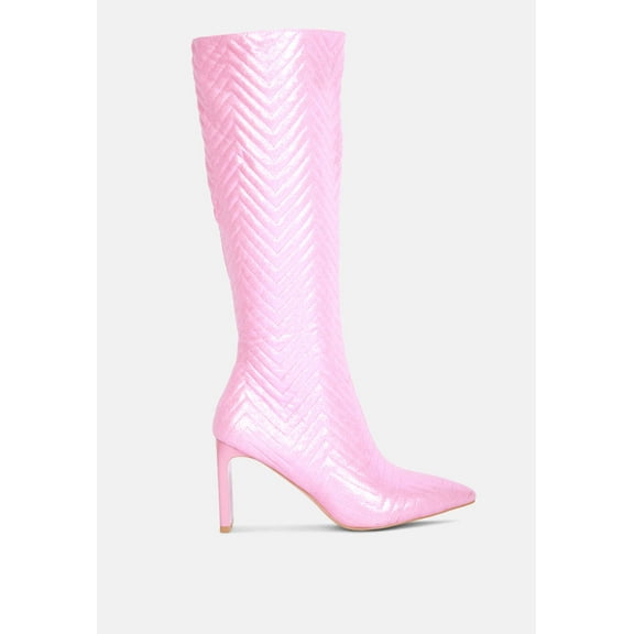 Prinkles Quilted Italian Block Heel Calf Boots