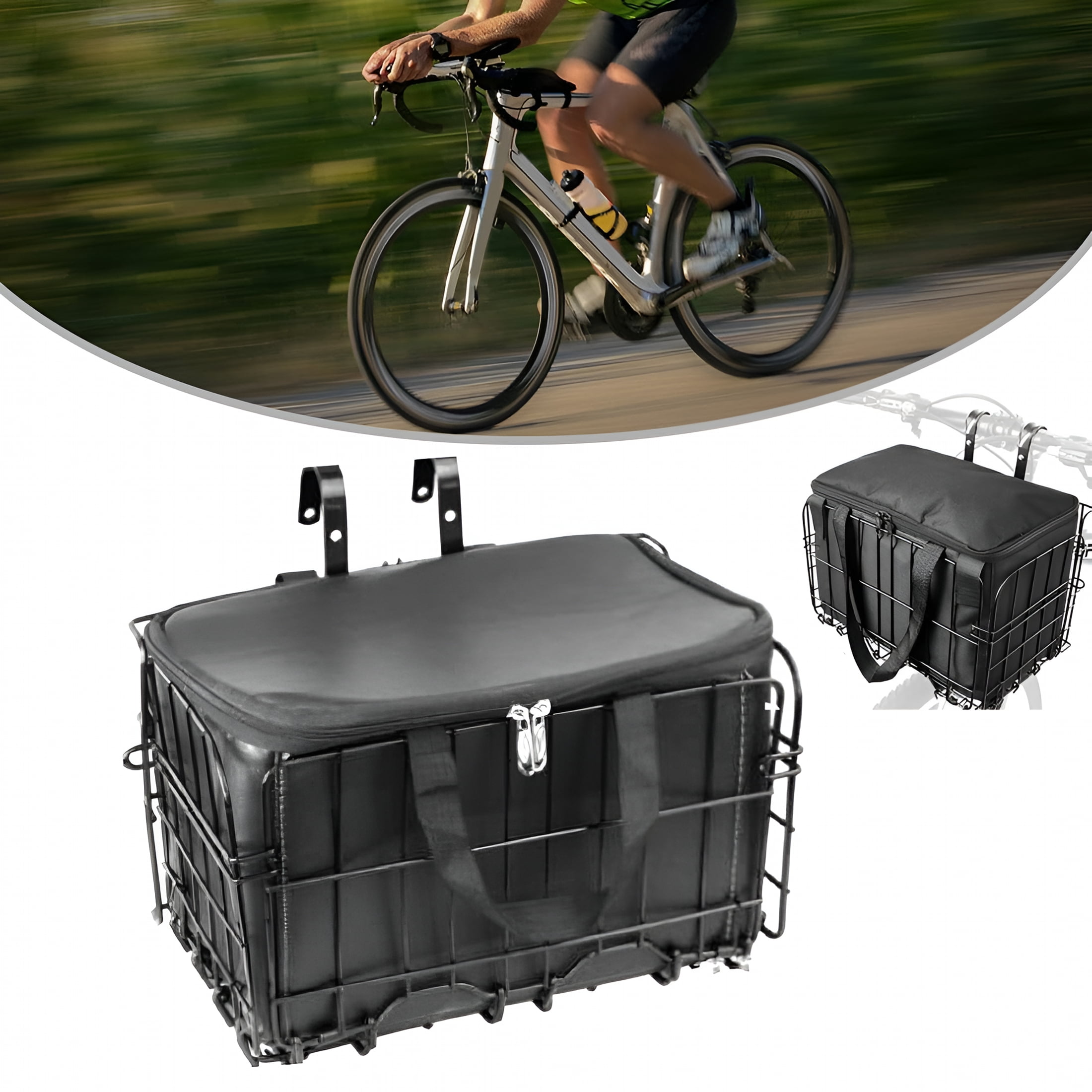 LADYGYM 2026 New Folding Bicycle Front/Rear Basket with Removable Liner Bag Bike Basket Large Capacity Organizer Cycling Accessories Inner Bag and Basket