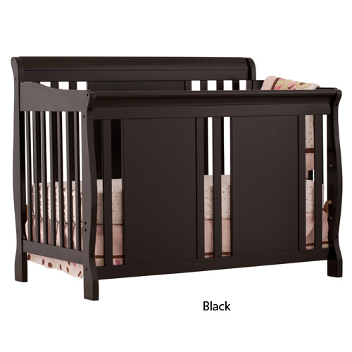 4 in 1 Fixed Side Convertible Crib in Black Finish