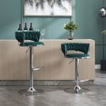thumbnail image 2 of Hassch Bar Stools Set of 2, 30.1" - 38.1" Height Adjustable Swivel Barstool, Velvet Fabric Upholstered Counter Chair with Metal Legs for Kitchen Island, Green, 2 of 9