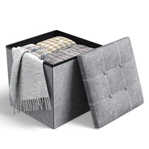Cshidworld Storage Ottoman Stool, Gray 15 x 15 x 15 in