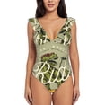 thumbnail image 2 of Yiaed Dinosaur Print Women's Ruffled One Piece Swimsuit V Neck Swimwear Slimming Monokini for Woman-XX-Large, 2 of 8