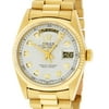 Rolex Pre-Owned Men's Day-Date 18K Yellow Gold Silver Diamond Dial President Watch