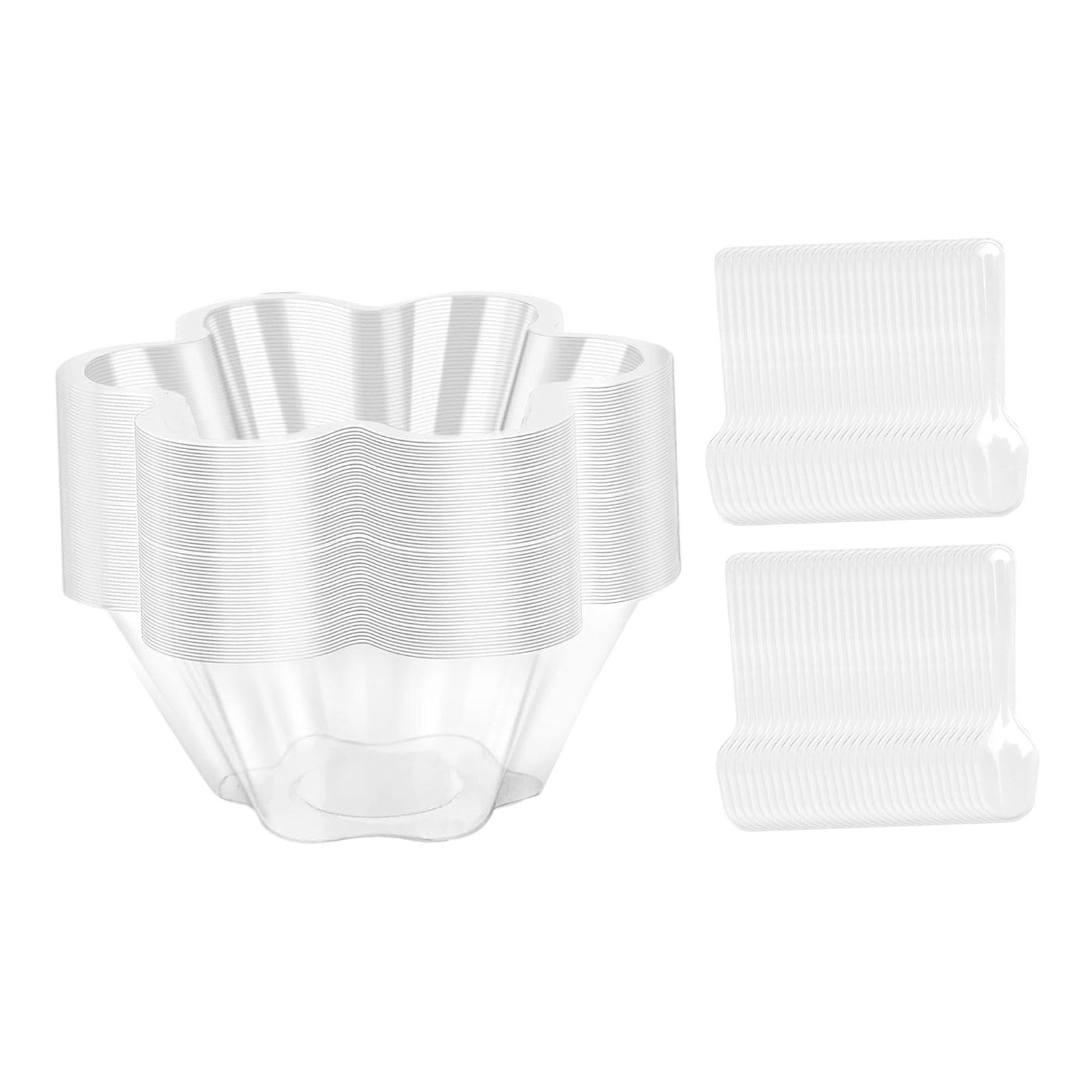 60 Sets Dessert Cups Fruit Bowls Party Serving Spoons Sturdy Plastic Construction for Baby Shower Catering Event