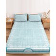 thumbnail image 2 of King Size Fitted Sheet Set - Mint Green Botanical 3 Piece Bedding Sets 16" Deep Pocket Fitted Sheet with 2 Pillowcases, Vintage Florals Geometric Minimalist Brushed Microfiber Hotel Luxury Bed Sheets, 2 of 9
