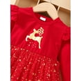 thumbnail image 5 of DcoolMoogl Infant Baby Girl Christmas Dress Red Princess Tulle Dress Elk Star Print Long Sleeve with Headband Fall Xmas Outfits, 5 of 7