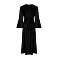 thumbnail image 4 of Women's Dress, Long Sleeve Slim Fit Dress with Flared Trumpet Sleeves and Round Neck for Winter and Daily Wear, 4 of 7