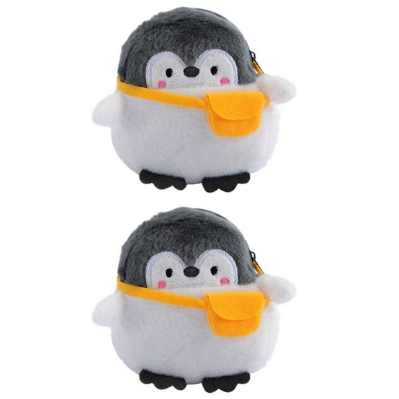 Raindrops 2Pcs Coin Purse Small Change Purse Black Plush Zipper Closure For Office Workers School