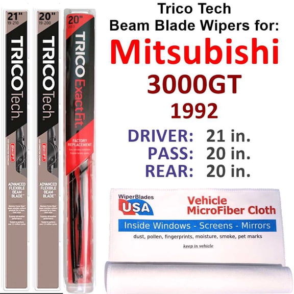 1992 Mitsubishi 3000GT Beam Blade Wipers (Set of 3) w/Rear Wiper