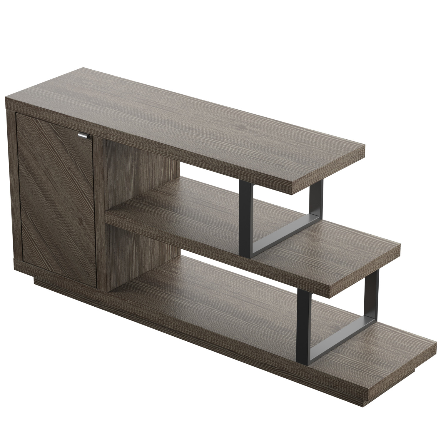 TV Stand for TVs up to 55” with Asymmetrical Shelves in Curtis Oak - image 5 of 14
