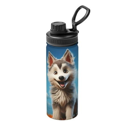 

Ocsxa Blue Sky Cute Wolf Print 18oz Stainless Steel Water Bottle Unisex Water Bottle Insulated Sports Water Cup Flask for Cold Water Drinks/Sports/Travel/Car/School