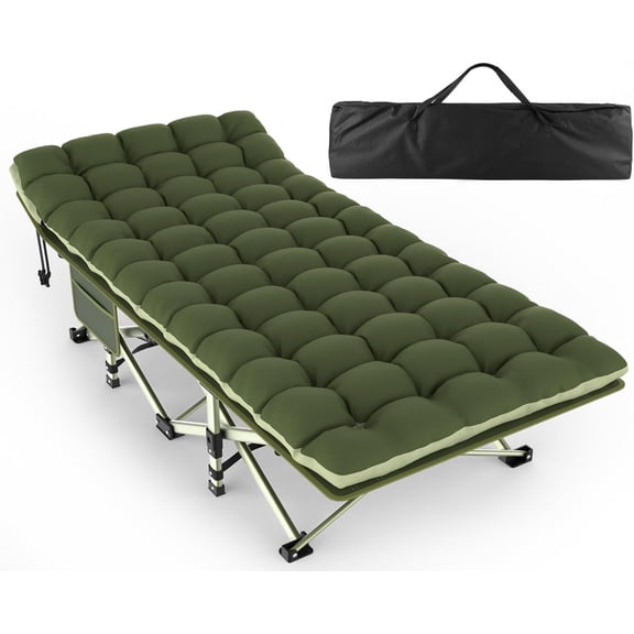 PNKKODW 32 Outdoors Folding Cot with 2 Sided Mattress - 75" x 28" Cot, 1200D Oxford with Carry Bag for Camp Travel Guest