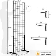 Bonnlo 6 x 2 Wire Grid Panel Tower with T-Base Floorstanding, Wire Grid Wall Display Rack for Retail and craft show (2-Packs)