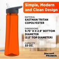 thumbnail image 4 of Plastic Bottles with Drink Spout 22 oz. Set of 10, Bulk Pack - Great for Gym, Hiking, Cycling, Camping, Backpacking, School - Orange, 4 of 5