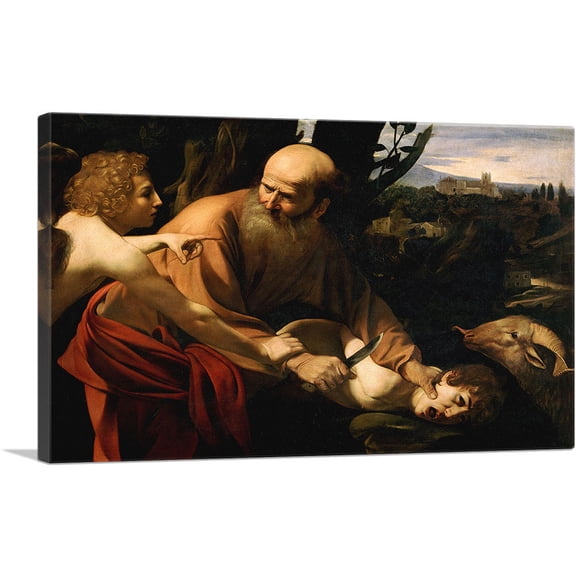 ARTCANVAS Sacrifice of Isaac 1603 Canvas Art Print by Caravaggio - Size: 26" x 18" (0.75" Deep)