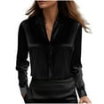 thumbnail image 2 of UTSJKR Satin Blouses for Women Casual Dressy Business Tops Elegant Long Sleeve Work Dress Tops Professional Office Outfit Black XL, 2 of 6