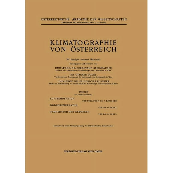Klimatographie Von Ãsterreich, (Paperback)