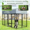 thumbnail image 2 of Haverchair 8x4x6 FT Outdoor Dog Kennel with Roof, Heavy Duty Dog Cage for Large Dogs, Outside Dog Enclosure with 2 Rotating Dog Bowls, Welded Wire Steel Dog Run Playpen Fence with Secure Lock, 2 of 7