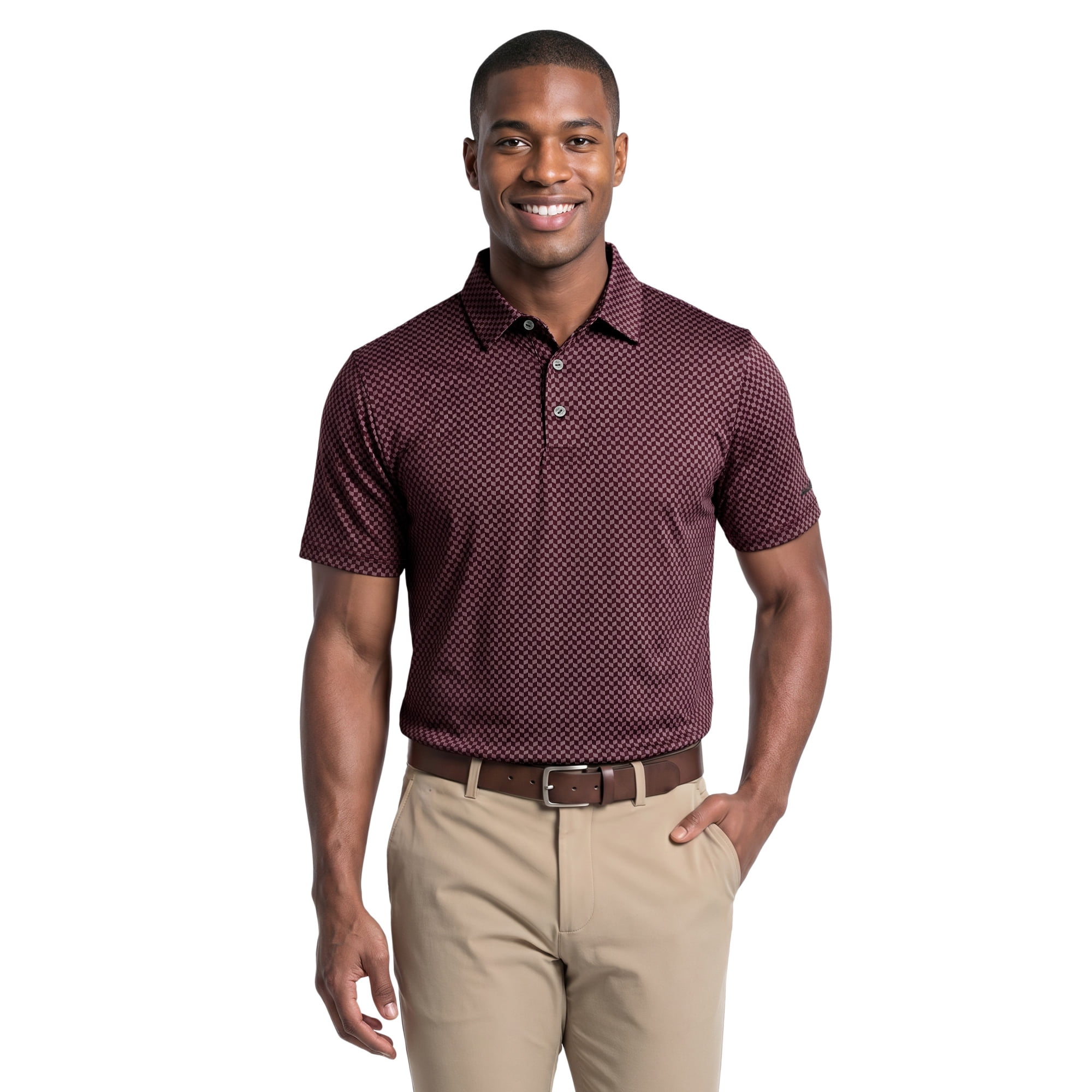 Ben Hogan Performance Men's & Big Men's Herringbone Print Short Sleeve Golf Polo Shirt, Sizes S-4XLT