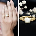 thumbnail image 3 of Rosec Jewels Genuine Freshwater Pearl Diamond Engagement Ring 7 Carat - Nature Inspired Ring - AAA Quality - with Jewelry Box, 10K Yellow Gold, US 4.50, 3 of 8