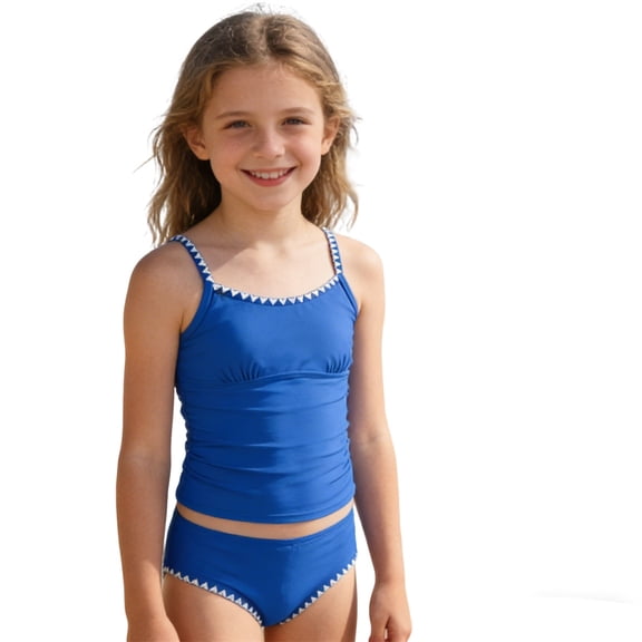 MEZZALL Summer Girls Swimsuit Solid Color Contrast Trim Swimwear 2 Piece Bathing Suit Padded Swimsuits For Teens Hawaii Fashion Beachwear
