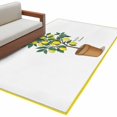 thumbnail image 2 of Summer Yellow Lemons Washable Area Rugs 4'x6', Green Leaf Botanical Garden Frame Low Pile Throw Living Room Rug Non-Slip Sturdy Edge Binding Carpet for Indoor Entryway Bedside Kitchen, 2 of 9