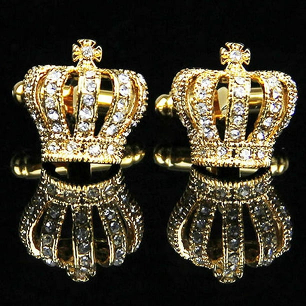 Gemelos de Flor Rosa Gemelos de Metal de Latón a para Hombres Elegante de Joyería Oro Salvador Vintage Crown CuffLinks