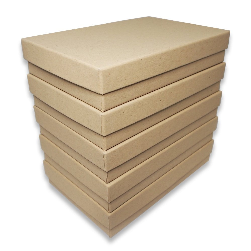 N'icePackaging - 100 Qty Kraft Imported Cotton Filled Bracelet Jewelry Boxes - for Bracelets/Watches & Thin Necklaces - 8" x 2" x 1"