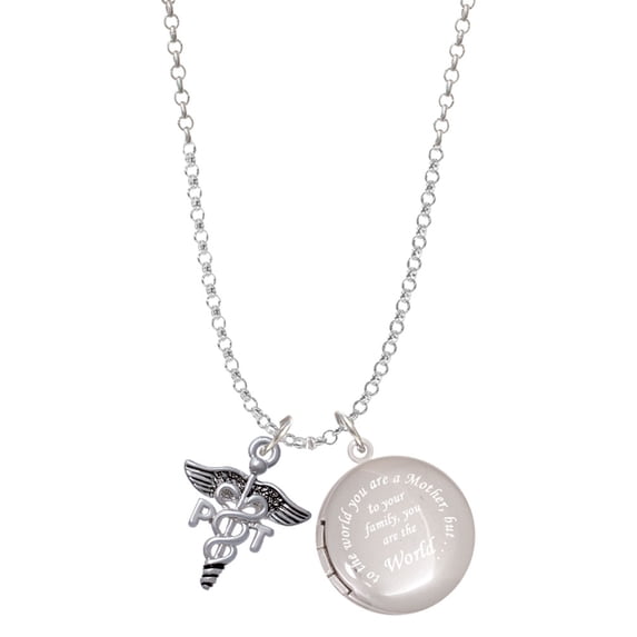 Delight Jewelry Silvertone Caduceus - PT To the World You are a Mother Locket Necklace