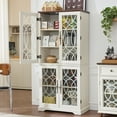 thumbnail image 6 of Joaxswe Vertical Buffet Cabinet with Glass Doors and Storage Shelves, Sideboard Cupboard for Dining Room, White, 6 of 9