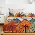 thumbnail image 6 of Cal.King Size Fitted Sheet Set - Fall Forest 3 Piece Bedding Sets 16" Deep Pocket Fitted Sheet with 2 Pillowcases, Orange Blue Trees Maple Leaf Thanksgiving Brushed Microfiber Hotel Luxury Bed Sheets, 6 of 9