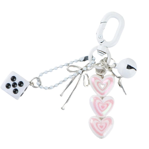 Cute Dices Heart Bows Keychain Aesthetic Keychain Accessories Car Key Rings Purse Handbag Backpack BagCha--for Womens