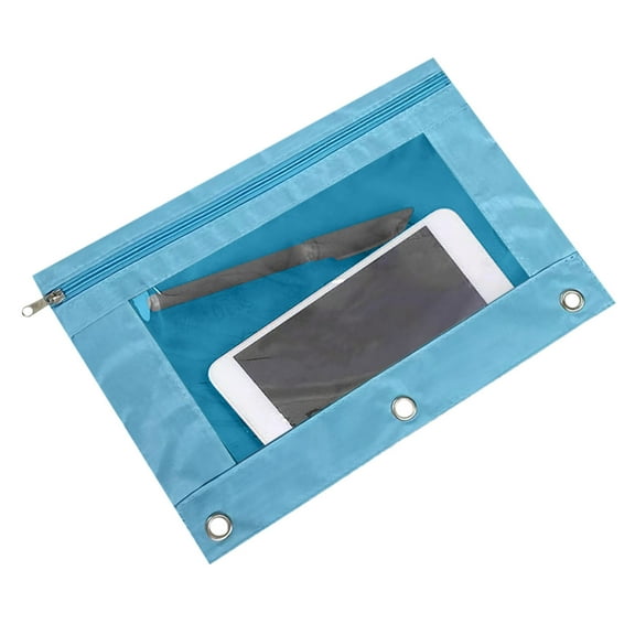 Pencil Pouch For 3 Ring Binder Clear - Three-Hole Pencil Case Single Zipper Transparent Pvc Document Storage Bag Detachable Folder Large Capacity Pencil Case