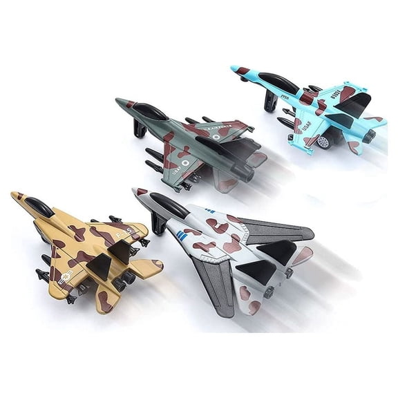 TEAMD 4PCS Diecast Fighter Jets Pullback Airplane Toys Military Plane Fighter Toys Alloy Mini Air Force Kids Playset Birthday Xmas Gifts for Boys and Girls