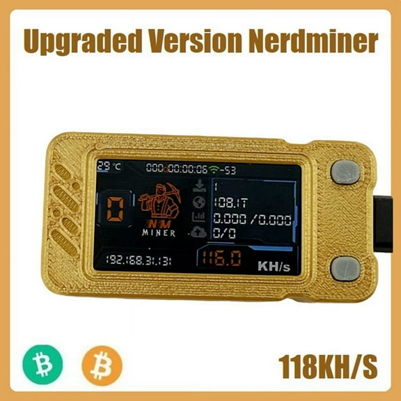 Upgraded Nerdminer 118KH/S BTC Solo Lottery Miner Mini ASIC Miner Bitcoin BTC Miner with Color Screen Nerd Miner