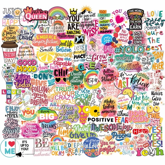 100pcs Transparaent Motivational Inspiration  Stickers, Waterproof Decals Positive Affirmation Sticker for Water Bottle Laptop  Scrapbook Luggage