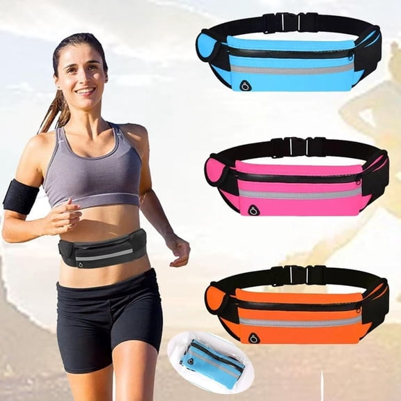 Waterproof Nylon Anti-Theft Hidden Money Belt for Travel, Slim Invisible Running Waist Bag with Water Bottle Holder for Men Women Workouts