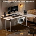 thumbnail image 5 of L Shaped Standing Desk, 71x43'' Electric L Stand Up Desk with 2 Adjustable Monitor Shelves, Dual Motor and Memory Controller, Adjustable Height from 28-46'' for Home and Computer Workstation, White, 5 of 8