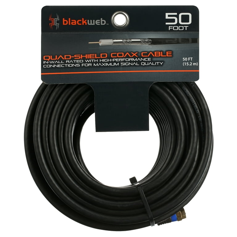Blackweb Quad-Shield Coax Cable, 50' - Walmart.com Blackweb Quad-Shield Coax Cable, 50' - Walmart.com