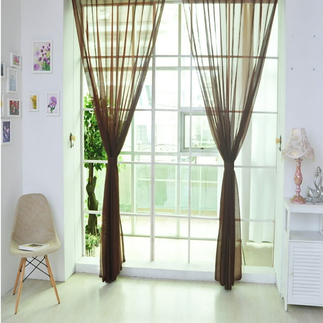 EGNMCR Room Decor Home Decor 1 PCS Pure Color Tulle Door Window Curtain Drape Panel Sheer Scarf Valances Curtain