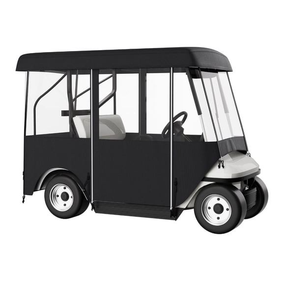 Golf Cart Enclosure 4 Person, 300D Waterproof Cover for EZGO Club Car Yamaha, 4-Sided Fairway Deluxe with Windows