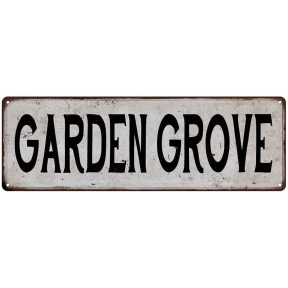 GARDEN GROVE Vintage Look Rustic Metal 6x18 Sign City State 106180041351