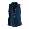 thumbnail image 6 of Sevevn Women's Linen Sleeveless Button-Down Shirt Collared V-Neck Casual Blouse Navy S, 6 of 6