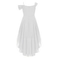 thumbnail image 4 of inlzdz Girls Elegant Off Shoulder Dress Pleated A-Line Asymmetric Chiffon Wedding Party Dresses White 12, 4 of 5