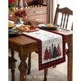 thumbnail image 3 of Xmas Tree Christmas Table Runner - 13x72 Buffalo Plaid Christmas Tree Table Runner with Snowflake Merry Xmas Decor, Vintage Farmhouse Rustic Winter Decoration for Home Kitchen Dinner Party, 3 of 5